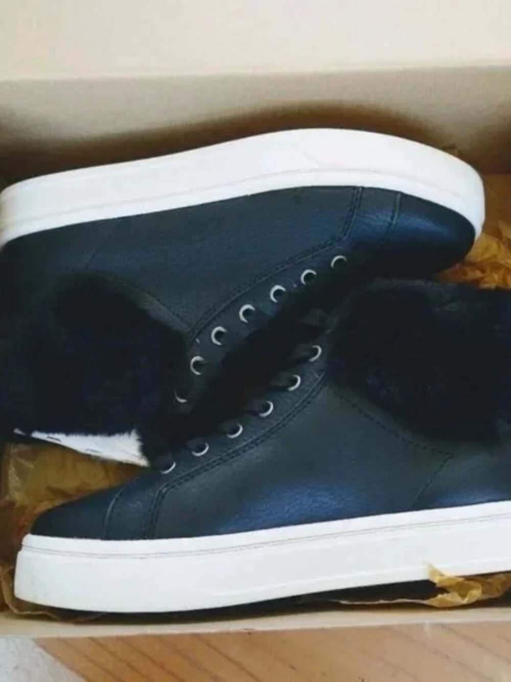 Koolaburra by UGG Sundell Fuzz High-Top Sneakers, Black Size: 6